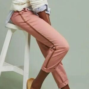 Anthropologie Chino Pink And Brown Velvet Pants